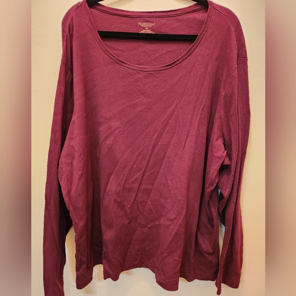 Northcrest Maroon Long Sleeve Top Size 4X